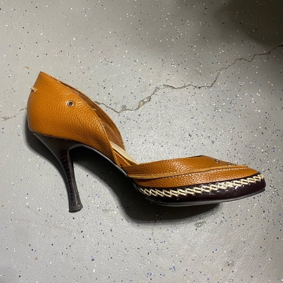 Colin Stuart Women's Size 8B Tan Brown Leather Loafer Style Kitten Heels - Picture 12 of 13